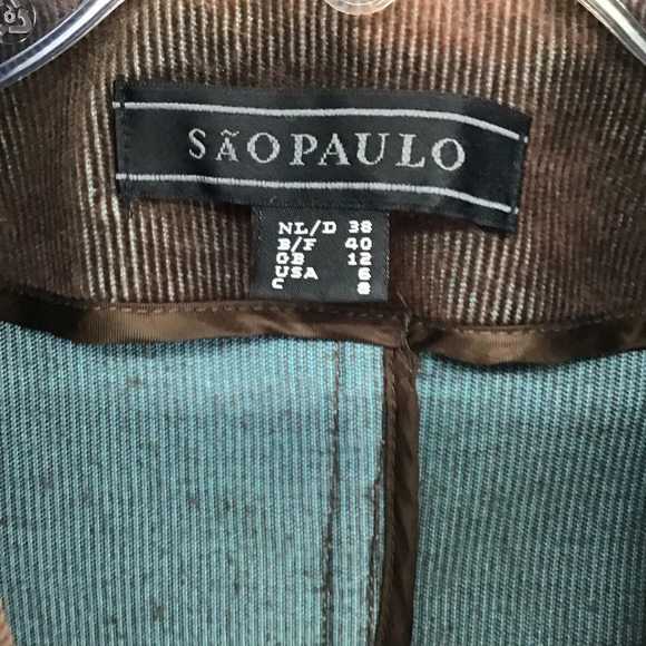 Sao Paulo Women’s Corduroy Zip Moto Style Jacket Blazer Brown/Teal Size 6 - Picture 4 of 6
